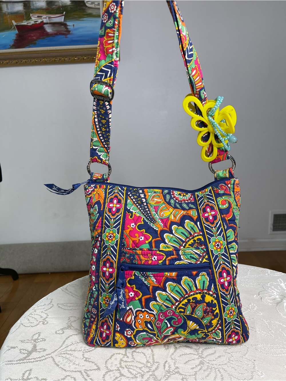 Vera Bradley Navy Multi Floral Quilted Crossbody